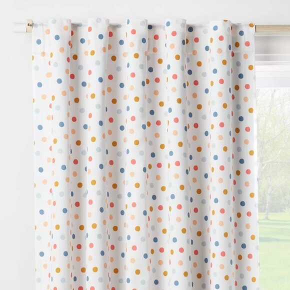 Pillowfort White & Colorful Dots Single Blackout & Lined Curtain Panel 42" x 63" - Picture 2 of 8